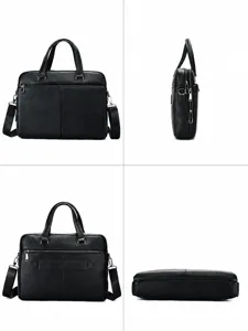 Borsa da uomo in pelle ventiquattrore borsa per laptop affari display multi-angolo