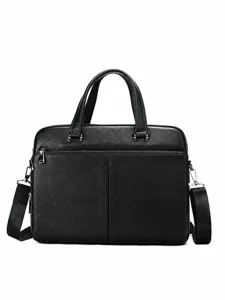 Borsa porta pc uomo in vera pelle ventiquattrore per lavoro nera grande 40x30 cm