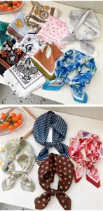 Women 70x70cm square silk scarf floral vintage neckerchief stylish hair scarf accessory