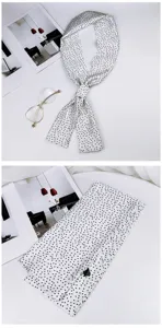 Elegant black and white polka dot skinny scarf, versatile twilly ribbon for women bags neck.