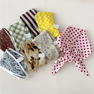 Baumwolle Kleiner Schal Damen Bedruckt Polka Dot Paisley Blumen Schal Mode Halstuch Handtasche Band Haarband