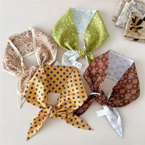 Elegantes Damen Baumwoll Haarband floral Polka Dot Band Schal Halstuch Detailansicht neu.