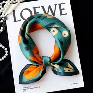 Elegant pure silk small square scarf featuring artistic oil painting floral design for daily wear