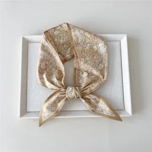 Schickes khakifarbenes Paisley-Schmuckband für Damen, elegantes Halstuch und Haarband Mode.