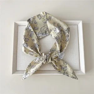Baumwolle Blumen Band Schal Haarband fuer Damen elegante Halstuch stilvolles Blumenmuster