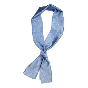 Blue polka dot long skinny silk scarf for women chic neckerchief handbag ribbon accessory