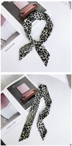 Chic leopard print twilly silk scarf for women, perfect for handbag handle or wrist band.