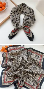 Women 70x70cm silk square scarf fashion baroque print neckerchief elegant spring wear