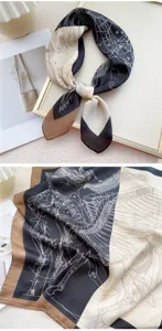 Luxury style mechanical horse silk square scarf for women, elegant neck scarf accessory.