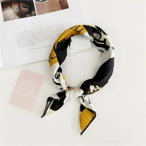Fashion silk square scarf for women, elegant neckerchief and hair accessory for daily wear.