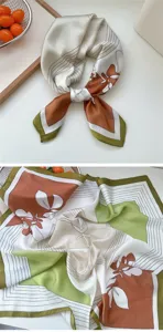 Elegant 70x70cm square silk scarf for women, perfect for spring and summer neckwear.