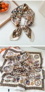 70x70cm silk square scarf women retro print neckerchief elegant vintage fashion neck scarf.