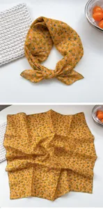 Floral cotton small square scarf neckerchief hair band for women spring and summer