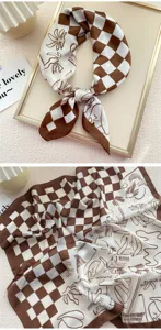 Sciarpa in seta a quadri da donna autunno inverno foulard quadrato elegante alla moda 70cm