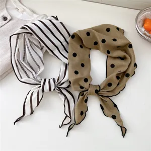 Coton pois rayé petit foulard élégant tour de cou accessoires de mode pour le printemps