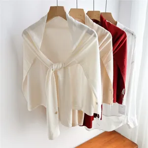 Chal de Punto de Color Sólido para Mujer Otoño Primavera Fino Habitación con Aire Acondicionado Cubierta de Hombro Cálida Envoltorio de Moda Versátil