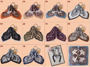 Femme 70cm carré foulard élégant imprimé cachemire satin chiffon mode accessoire chic