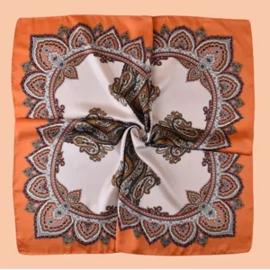 Femme 70cm satin carré foulard élégant cachemire imprimé mode accessoire cou