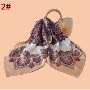 70cm Foulard Carre En Soie Pour Femme Elegant Imprime Paisley Chiffon Mode