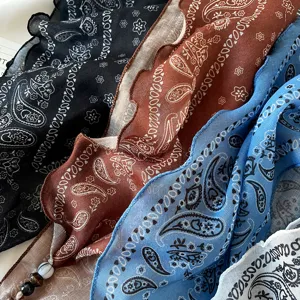 Women's Vintage Paisley Printed Cotton Linen Blend Triangle Scarf Fashion Headband Bandana Scarf