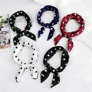 Elegant polka dot small silk scarf women neckerchief fashion retro spring summer neck decor