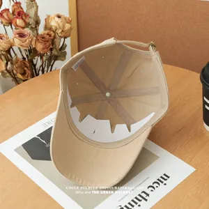 Classic beige cotton baseball cap, soft top design, comfortable fit for daily casual wear.
