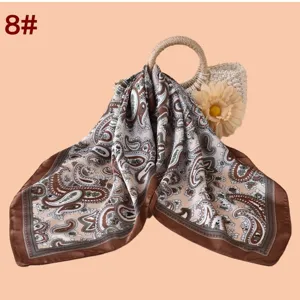 Élégant Foulard Carré Femme 70cm Imprimé Cachemire Satin Chiffon Mode Accessoire Tendance