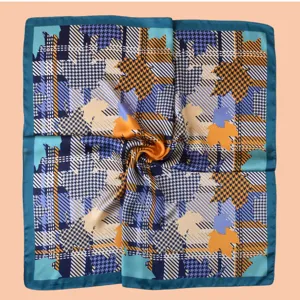 Mujer 70cm cuadrado bufanda seda geometrica estampado hoja arce satin moda accesorio.