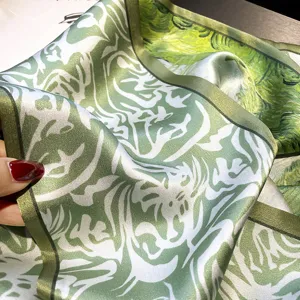 Silk scarf green Chinese style mulberry silk ribbon women fashion long neckerchief 150x15cm