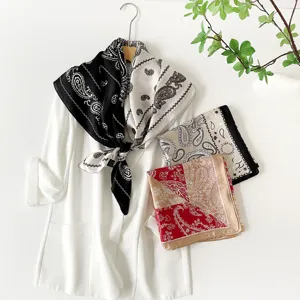 90cm satin silk scarf vintage paisley square wrap elegant women spring fashion neckerchief