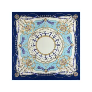 Elegant 90cm satin silk scarf for women, featuring a vintage baroque chain print luxury square shawl.