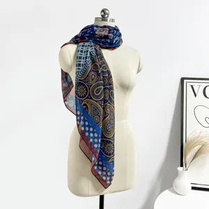 Retro silk cotton scarf ethnic style spring summer square scarf versatile shawl neckerchief detail
