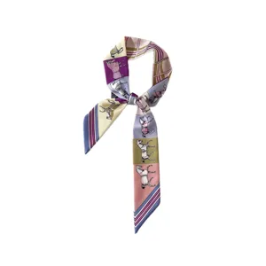 Foulard twilly in seta da donna, elegante nastro per collo con stampa cavallo borsa