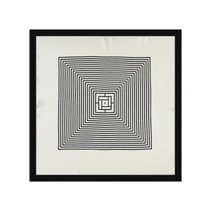 Minimalistische vierkante zijden sjaal met zwart wit geometrisch patroon voor elke dag.