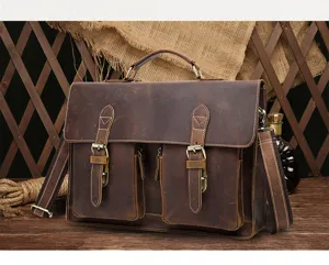 Borsa ventiquattrore vintage in pelle da uomo, borsa a tracolla in vera pelle con tasche multiple.
