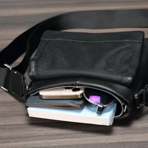 Genuine Leather Men's Messenger Bag Vintage Casual Crossbody Shoulder Bag Business Travel Bag