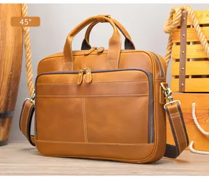 Sac a main homme en cuir veritable mallette dafaires sac ordinateur portable marron grand capacite
