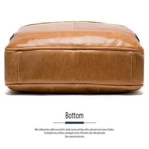 Borsa da lavoro in pelle marrone vista dettaglio fondo borsa professionale da uomo elegante