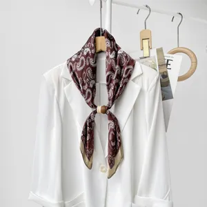 Elegant women commuting fashion magnetic silk scarf versatile minimalist professional neckerchief.