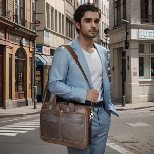 Borsa porta pc uomo in pelle ventiquattrore business tracolla per computer 15.6 pollici