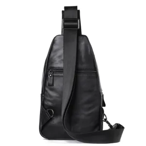 Herren Echtleder Brusttasche lässige wasserdichte Umhängetasche stylischer Rucksack