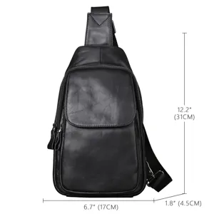 Herren Echtleder Brusttasche Outdoor Freizeit Umhängetasche Sling Bag aus Rindsleder.