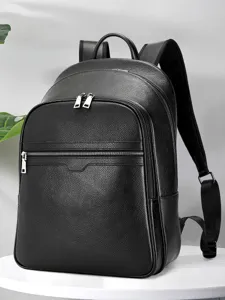 Mens Genuine Leather Backpack Top Layer Cowhide Business Laptop Travel Bag Urban Minimalist Casual Daypack