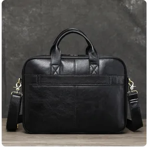 Sacoche d'ordinateur en cuir véritable pour homme, élégant sac bandoulière professionnel.