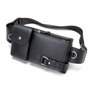 Herren echtes Leder Taillentasche Multi Taschen Brusttasche stylische Umhängetasche.