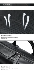 Détail de sac à dos en cuir avec mesh respirant au dos et fermetures éclair métalliques.