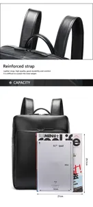 Sac à dos cuir véritable homme femme, élégant cartable noir pour affaires voyage quotidien loisir.