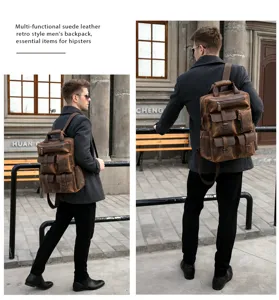 Zaino uomo in pelle retro tasche multiple casual viaggio daffaires computer borsa