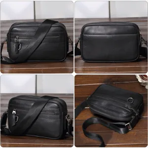 Borsa a Tracolla da Uomo in Vera Pelle Vintage Casual Messenger Borsa in Pelle di Vacchetta Quotidiana