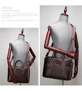 Borsa da lavoro da uomo in pelle con stampa coccodrillo, borsa a tracolla e borsa elegante.